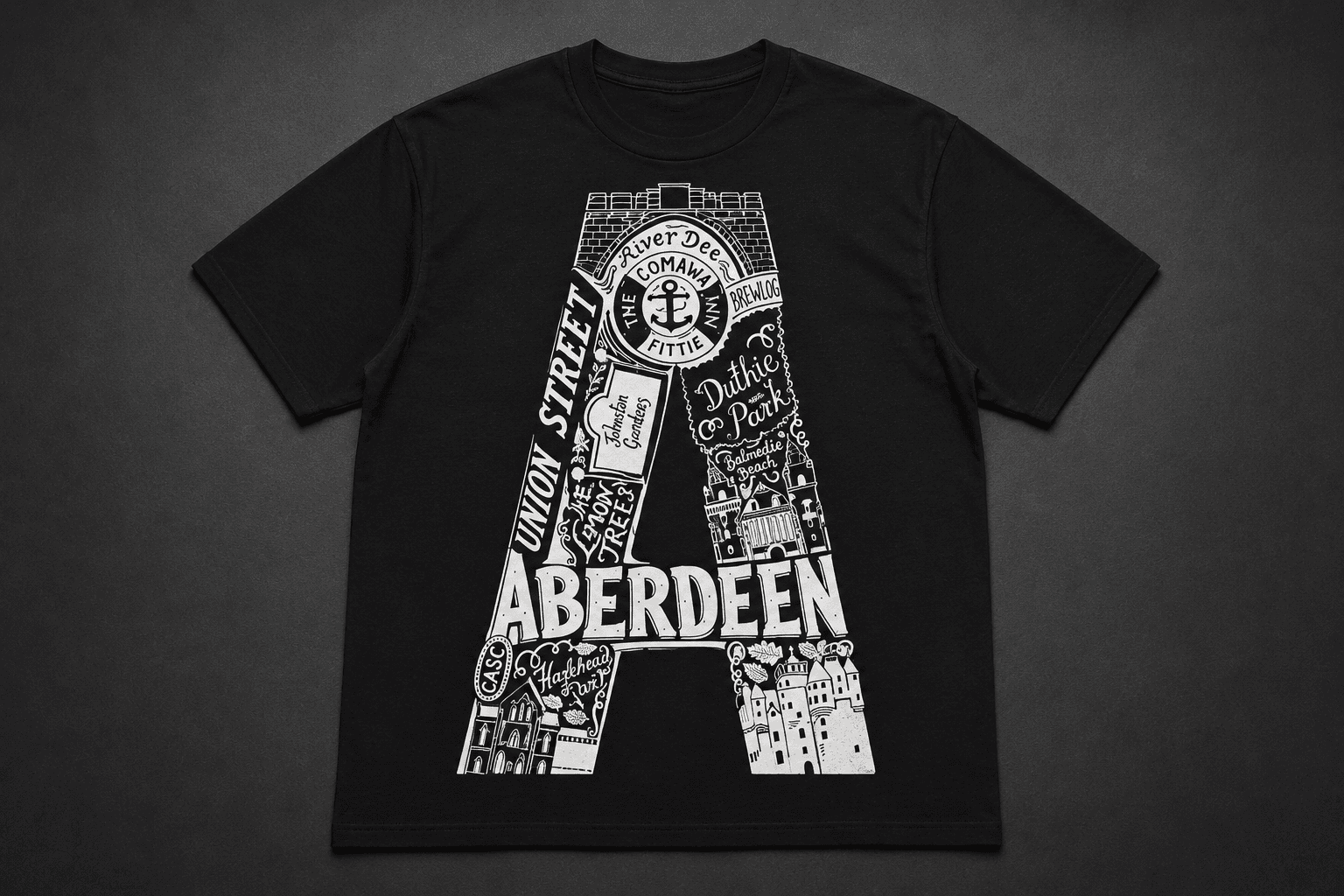 Custom printed black t-shirt